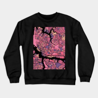 Norfolk Map Pattern in Purple & Pink Crewneck Sweatshirt